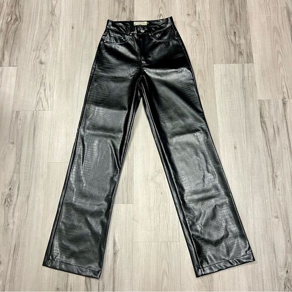 NWOT Badee for Dolls Kill brand black embossed faux leather pants szS. - Picture 1 of 15